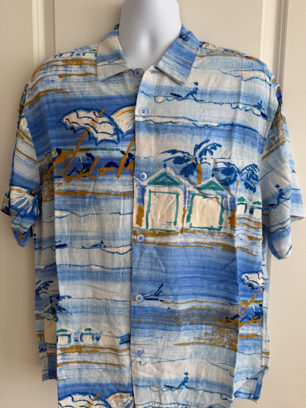 Jams World Men’s Hawaiian Aloha Short-Sleeve Shirt, L, “Mist”, Great Cond.